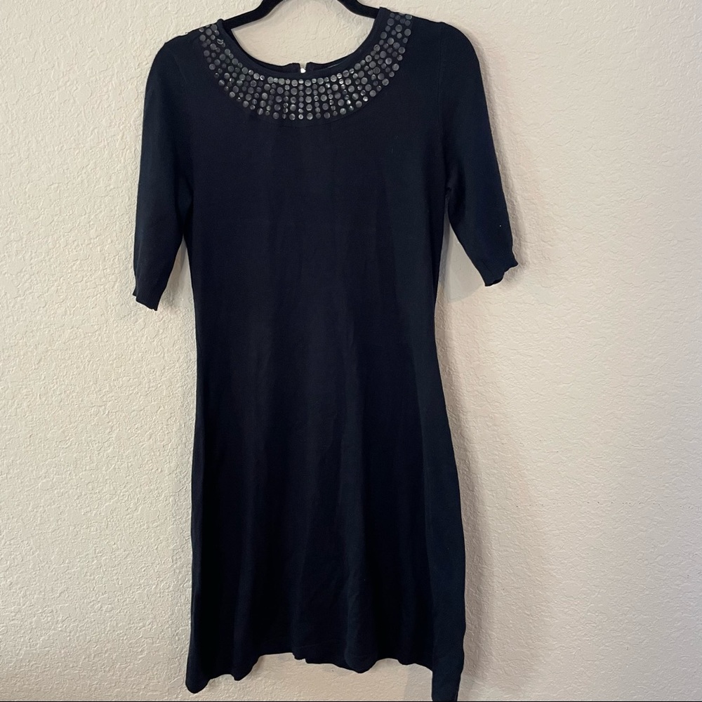 Allison Brittney Short Sleeve Black Sweater Dress | M